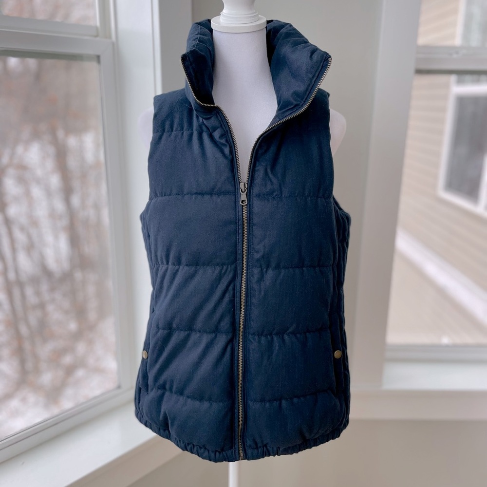 Old Navy Navy Herringbone Fabric Puffer Vest Size Small